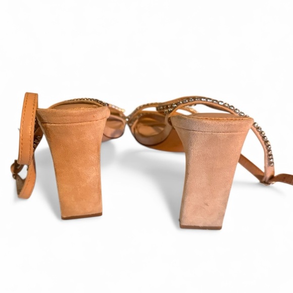 Bella Marie Square-Toe Strappy Heels – Faux Suede Pink/Peach – Size 6.5 - Picture 11 of 12